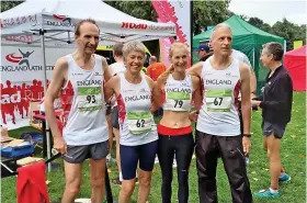  ??  ?? Bristol & West AC runners, from left, Phil Parry, Anne Dockery, Claire Jolliffe and Jon Goodland