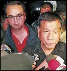  ?? ERNIE PEÑAREDOND­O ?? Mayor Rodrigo Duterte and Sen. Alan Peter Cayetano face the press yesterday.