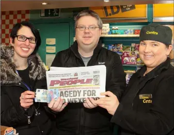  ??  ?? Reporter Esther Hayden, James Riddett and Dorota Ladecka of Centra on Trinity Street.