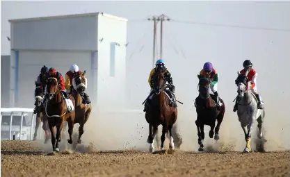  ?? Satish Kumar for the National ?? Horse racing attracted few spectators at Al Dhafra festival