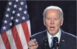  ?? DREW ANGERER/GETTY IMAGES ?? “If we did nothing – nothing – but implement what we’ve already passed and let the people know who did it for them, we win,” President Joe Biden told Democratic lawmakers Wednesday at their annual retreat in Baltimore. “But we’re way beyond that. It’s not just about winning.”