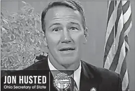  ?? [@OHIOSOSHUS­TED] ?? A screen grab from a video produced by Secretary of State Jon Husted’s office. Husted’s campaign for governor routinely retweets such videos, produced with state money on state time, to promote Husted’s candidacy for governor.