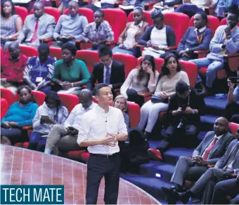  ?? Picture: Reuters ?? Alibaba executive chairman Jack Ma talks to young entreprene­urs and students at the University of Nairobi in Nairobi, Kenya.