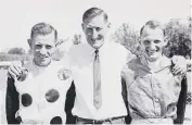  ?? Photo / Supplied ?? Former Te Awamutu jockey and trainer Des Riordan flanked by his brothers John (left) and Noel.