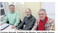  ??  ?? Christian Marcadé, Président des Mordus, Jean-Claude Daugan et Alain Moreau ont présenté le bilan de la dernière Fête de la Pomme et annoncé la prochaine édition des 3 et 4 novembre et son thème.
