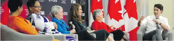  ?? PATRICK DOYLE, THE CANADIAN PRESS ?? Prime Minister Justin Trudeau moderates a panel discussion as part of the Gender Equality and Women’s Empowermen­t Summit in Ottawa.