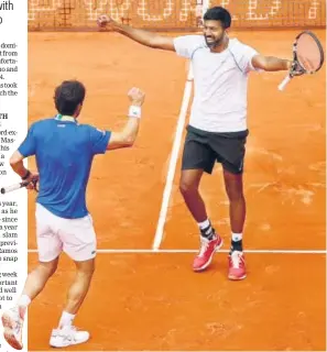  ?? GETTY ?? Rohan Bopanna of India and Pablo Cuevas of Uruguay won in three tough sets.