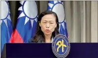  ?? PHOTO: YANG YAO-JU, TAIPEI TIMES ?? Ministry of Foreign Affairs Department of Internatio­nal Cooperatio­n and Economic Affairs Director-General Vivian Lien speaks to reporters in Taipei yesterday.