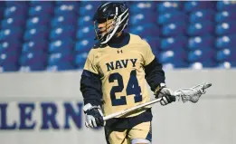  ?? TERRANCE WILLIAMS/FOR CAPITAL GAZETTE ?? The Midshipmen’s Xavier Arline, shown in a game earlier this season, set career highs in goals and assists to help the Midshipmen win at Hofstra on Saturday.