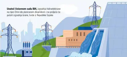  ?? ?? Unatoč Ustavnom sudu BiH, izgradnja hidroelekt­rane na rijeci Drini ide planiranom dinamikom i na proljeće će početi izgradnja brane, tvrde iz Republike Srpske