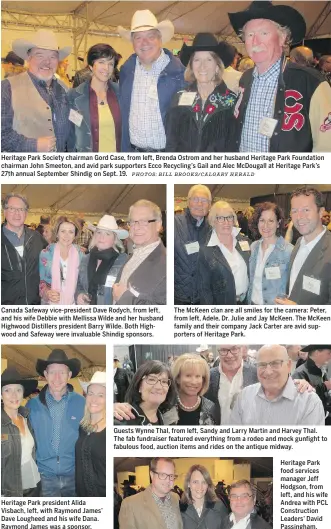  ?? PHOTOS: BILL BROOKS/ CALGARY HERALD ?? Heritage Park Society chairman Gord Case, from left, Brenda Ostrom and her husband Heritage Park Foundation chairman John Smeeton, and avid park supporters Ecco Recycling’s Gail and Alec McDougall at Heritage Park’s 27th annual September Shindig on...