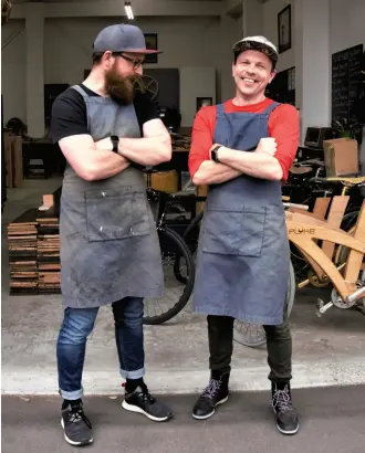  ??  ?? LEFT / Bevan Whiting
(right) and Andrew Veitch of Frontal Lobe. The creative duo exude positivity and share a love for sustainabi­lity and design.