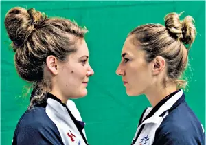  ??  ?? Staying focused: Kate French (left) and Jo Muir are both medal hopefuls for the European Championsh­ips that start in Bath today