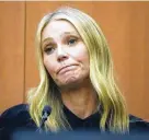  ?? AP ?? Gwyneth Paltrow testifies Friday in Park City, Utah, where she is being sued for crashing into a skier in 2016 and leaving him with brain damage.