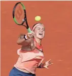  ?? EUROPEAN PRESS AGENCY ?? Jelena Ostapenko has a short stay at the French Open as she loses to Kateryna Kozlova in the first round.