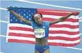  ?? MARTIN MEISSNER/AP ?? Tori Bowie was a three-time Olympic medalist and earned the title of fastest woman. She died recently at 32.