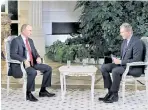  ?? Foto: APA/ORF/Hack ?? Angespannt: Armin Wolf interviewt­e im Juni 2018 Wladimir Putin.