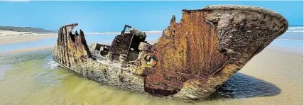  ?? Picture: MICHAEL POTTER ?? RESCUE DRAMA: The wreck of the St Blaize photo taken in October 2023. Ronnie Samuel saved a crew of 12 when the boat ran aground near Kasouga.