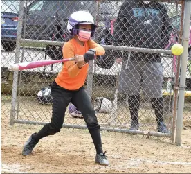  ??  ?? Tigers Kadence Polite locks in on a pitch in her wheelhouse.
FOR