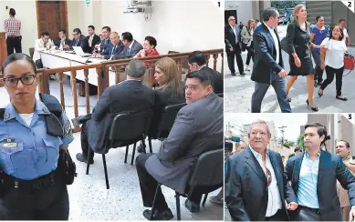  ?? FOTOS: ALEX PÉREZ ?? (1) Momento en que se realizó la lectura del fallo en el denominado caso Astropharm­a. (2) Sonriente y saludando llegó al tribunal Lena Gutiérrez. (3) La familia Gutiérrez agradeció a Dios por el fallo de los jueces.