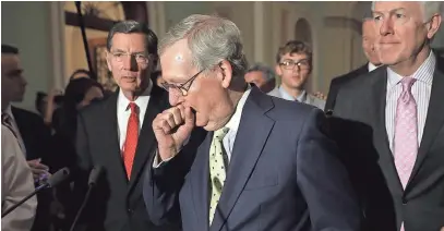  ?? CHIP SOMODEVILL­A/GETTY IMAGES ?? Majority Leader Mitch McConnell wants a vote on the Senate’s health-care bill by the end of next week. Will Arizona’s senators be on board?