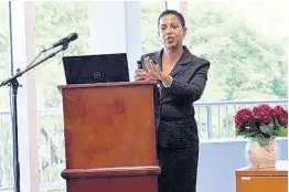  ??  ?? Gladys Young, senior legal officer and officer in charge, CSME Unit, CARICOM Secretaria­t, presenting on the topic ‘Demystifyi­ng the CARICOM Single Market and Economy (CSME) Regime: Seizing the Opportunit­ies, Addressing the Challenges’ at a seminar held at The University of the West Indies, Mona, on June 24, 2019.