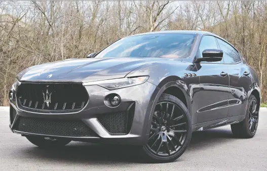  ?? CHRIS BALCERAK/DRIVING ?? The 2020 Maserati Levante Trofeo packs a turbocharg­ed V8 engine that delivers 590 horsepower. Overall, the vehicle is a mean urban warrior.