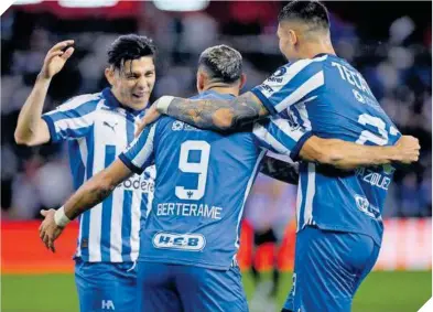  ?? ?? Germán Berterame regresó al gol en el momento adecuado y pone a Rayados en la punta de la Liga.