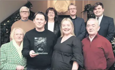  ?? (Pic: Tony O’Connell Photograph­y) ?? JANUARY CORK PERSON OF THE MONTH. Pictured at the award presentati­on, actor and playwright Shane Casey together with his wife, Dr Honor Casey and his parents, Sean and Eileen Casey, along with, back l-r: Manus O’Callaghan, awards organiser; Ann-Marie O’Sullivan, AM O’Sullivan PR; George Duggan, Cork Crystal and Eoghan Hedderman, The Metropole Hotel.