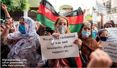  ?? PRADEEPGAU­RS/SHUTTERSTO­CK ?? Afghan women in India call on government­s to offer them sanctuary