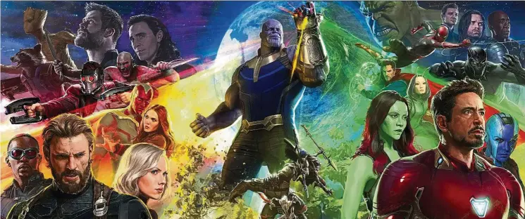  ??  ?? Marvel debuts a new poster for Avengers: Infinity War at Comic-Con. Cap is definitely rocking that beard. — Photos: Handouts