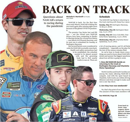  ?? USA TODAY SPORTS ?? From back to front: Joey Logano, Kevin Harvick, Chase Elliott and Alex Bowman.