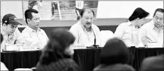  ??  ?? Tunku Imran (centre) chairing the 184th OCM Executive Council Meeting at OCM Indoor Sports Complex. Also seen are Mohamad Norza (second left) and secretary-general Datuk Low Beng Choo (second right). — Bernama photo