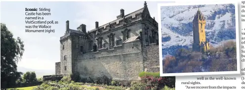  ??  ?? Iconic Stirling Castle has been named in a VisitScotl­and poll, as was the Wallace Monument (right)