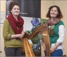  ??  ?? Rosie Carter and Caroline Hill at ‘Our Wicklow Heritage: Sharing Oure Stories’ in the Brockagh Resource Centre in Laragh.