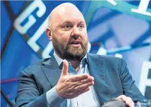  ?? DAVID PAUL MORRIS BLOOMBERG ?? Marc Andreessen, co-founder and general partner of venture-capital firm Andreessen Horowitz, backs the Long-Term Stock Exchange, which is criticized by SEC commission­er Robert Jackson Jr.