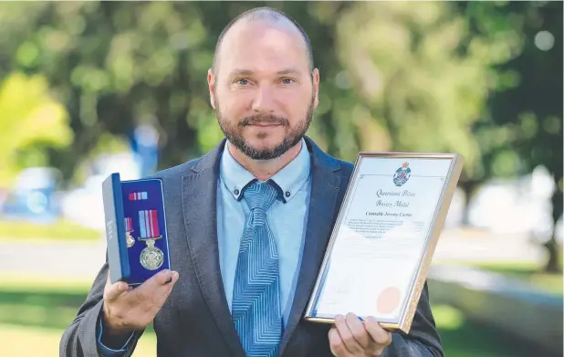  ?? Picture: JUSTIN BRIERTY ?? HUMBLE HERO: Senior Constable Jeremy Carter received the Queensland Police Bravery Medal for his help – along with colleague Senior Constable Daniel Fysh – rescuing a man from drowning in the crocodile-infested Barron River on June 13, 2013.