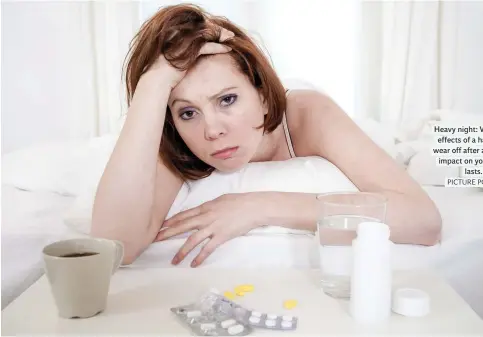  ??  ?? Heavy night: While the effects of a hangover wear off after a day, the impact on your body lasts. PICTURE POSED