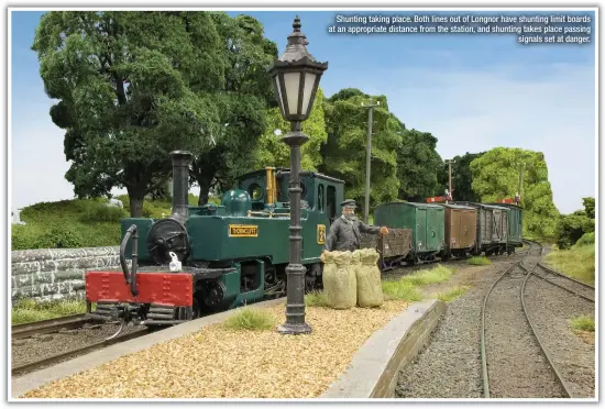  ??  ?? Shunting taking place. Both lines out of Longnor have shunting limit boards at an appropriat­e distance from the station, and shunting takes place passing
signals set at danger.