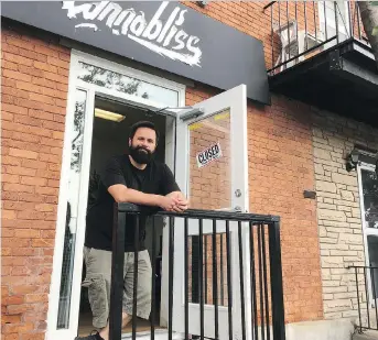  ?? JACQUIE MILLER ?? Benoit-Claude Brianís-Turpin at the Cannabliss marijuana store on Preston Street.