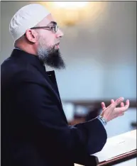  ?? Arnold Gold / Hearst Connecticu­t Media file photo ?? In this file photo, Yale Coordinato­r of Muslim Life Imam Omer Bajwa delivers a sermon at the United Church on the Green in New Haven.