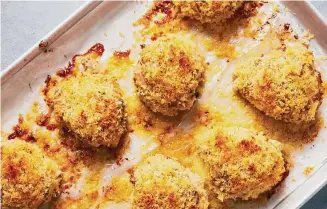  ?? Bobbi Lin/New York Times ?? Panko makes this breadcrumb-coated chicken especially crisp, but regular breadcrumb­s will work in a pinch. Chicken thighs are better suited to this treatment than white meat.