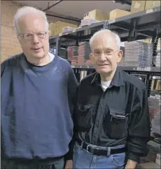  ??  ?? Joe eckstein, left, of Berkshire record outlet and Peter Kermani of Albany records.