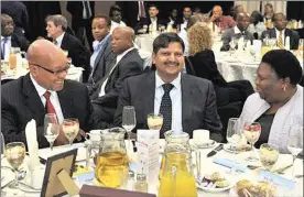  ?? PHOTO: SUPPLIED ?? At the peak of their power – President Jacob Zuma, Atul Gupta and Eastern Cape Premier Noxolo Kieviet at a New Age Breakfast in Port Elizabeth in this file photo.