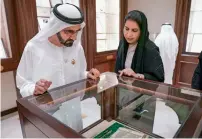  ??  ?? Sheikh Mohammed visits Al Jawhara Hall Museum of the GWU houses medals and shields received by Sheikha Fatima. — Wam