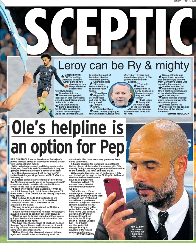  ??  ?? seven-point RED ALERT: Guardiola will hope for help from city rivals