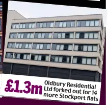  ??  ?? £1.3m Oldbury Residentia­l Ltd forked out for 14 more Stockport flats