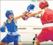  ??  ?? ▪ Former world silver medallist Sarjubala Devi (left) beat Meenakshi in the semifinals of the National Boxing Championsh­ips.