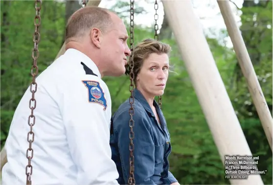  ?? FOX SEARCHLIGH­T ?? Woody Harrelson and Frances McDormand in “Three Billboards Outside Ebbing, Missouri.”