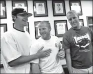  ?? File photo ?? Former Arkansas pitchers (from left) Duke Welker, Jess Todd and Nick Schmidt were high draft picks in 2007. Schmidt, the ace of the staff, was selected in the first round by the San Diego Padres.